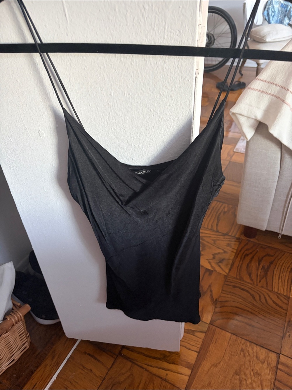 Zara Black Satin-Like Cowl Neck Camisole